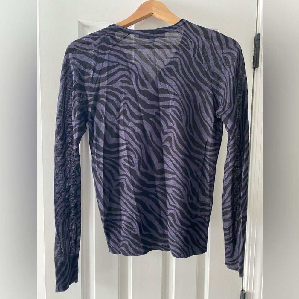 Loft Purple & Black Zebra Cardigan Sweater Size S - Picture 2 of 5